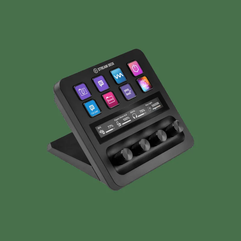 Elgato Stream Deck + White, ljudmixer, levande produktion och studioreglage för innehållsskapare, strömning, spel, med anpassningsbar touchremsa vridreglage och LCD-tangenter, fungerar Mac och PC