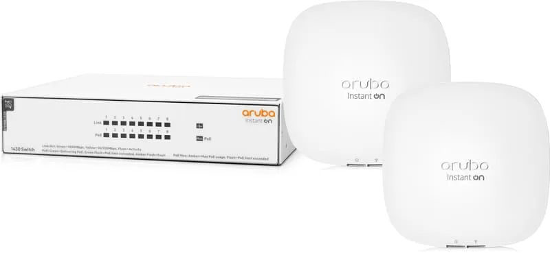 Networking Instant On 1430 8-Port Gigabit PoE 64W Switch + 2X HPE Instant On AP22 Indoor