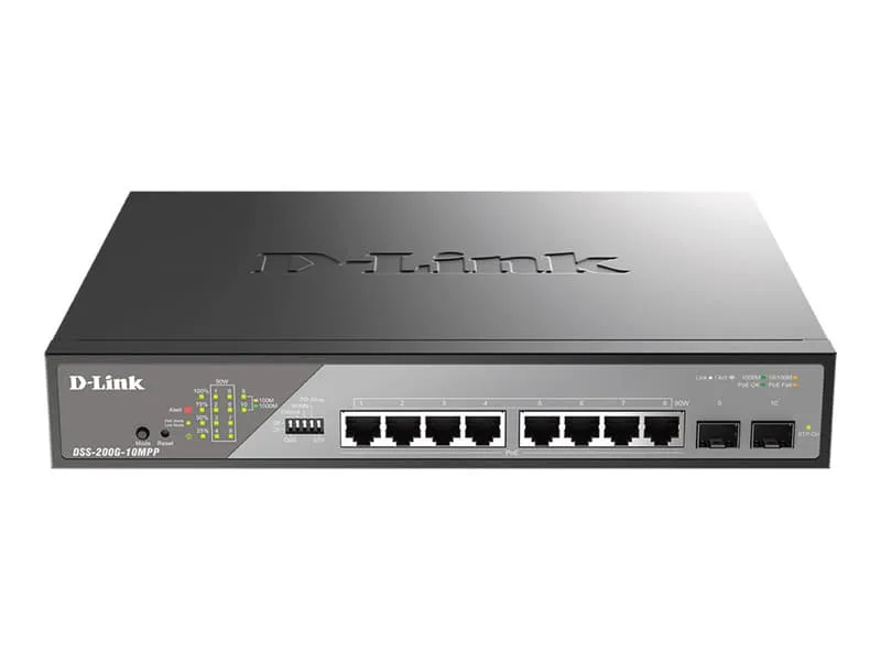 D-Link DSS-200G-10MPP/E nätverksswitchar hanterad L2 Gigabit Ethernet