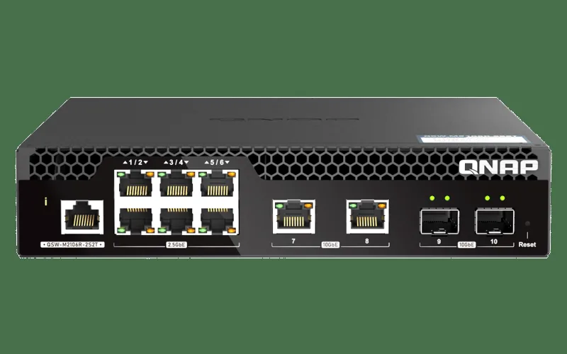 QNAP QSW-M2106R-2S2T nätverksswitchar