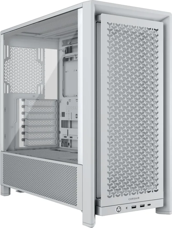 CORSAIR Ram 4000D Modulärt Mid-Tower ATX PC-fodral – högt luftflöde, InfiniRail™ fläktmonteringssystem, dubbla 360 mm kylarstöd, ASUS BTF, MSI Project Zero, Gigabyte Project Stealth – vit