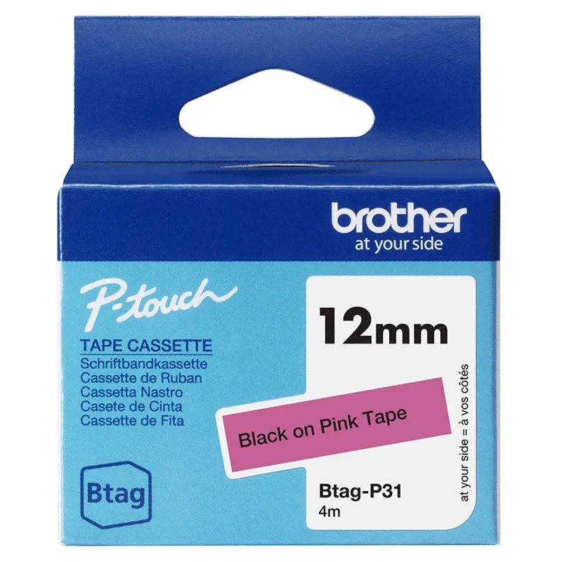 Tape BTag-P31 12mm Svart/Rosa