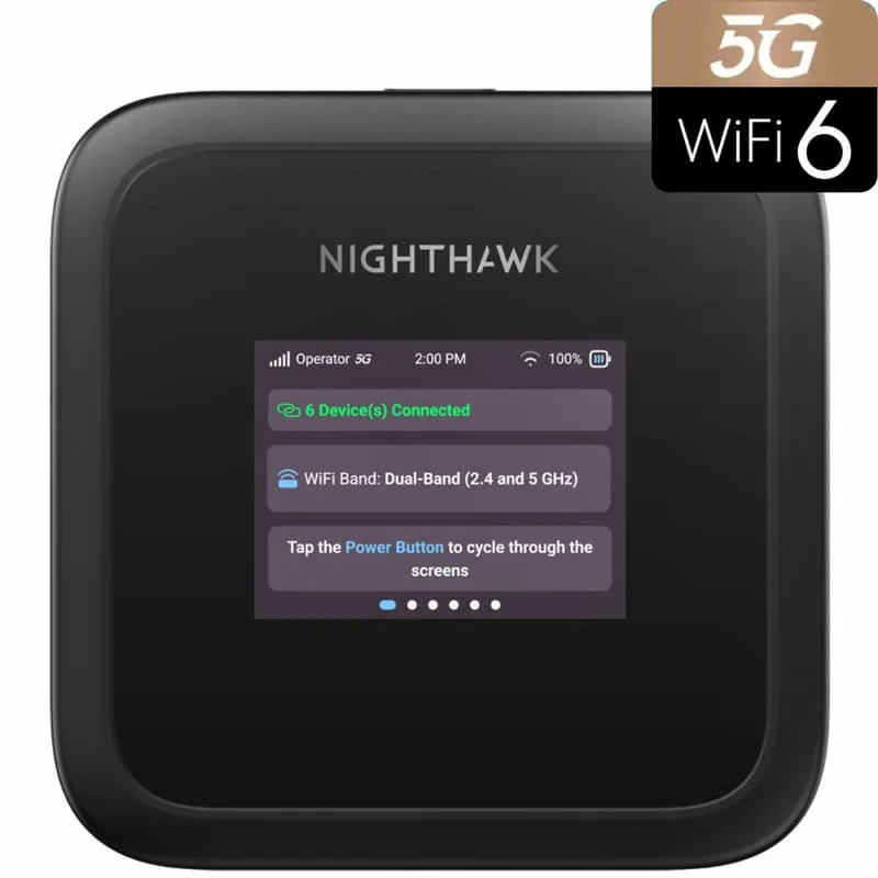 NETGEAR Nighthawk M3 – 5G mobil router med Wi-Fi 6, upp till 2,5 Gbit/s – upplåst SIM-kortplats – bärbar Wi-Fi-router för privat/företag – 5G och 4G MiFi – AX3600 WiFi 6, upp till 32 enheter (MH3150)