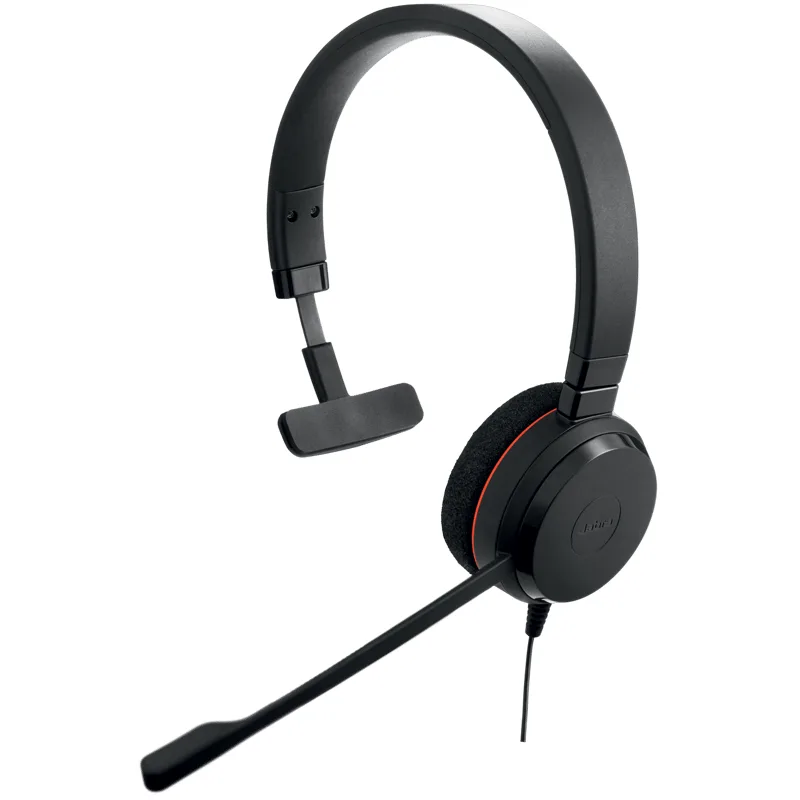 Jabra Evolve 20 Mono Headset — Microsoft-certifierade hörlurar för VoIP Softphone med passiv brusreducering — USB-C/A — Svart