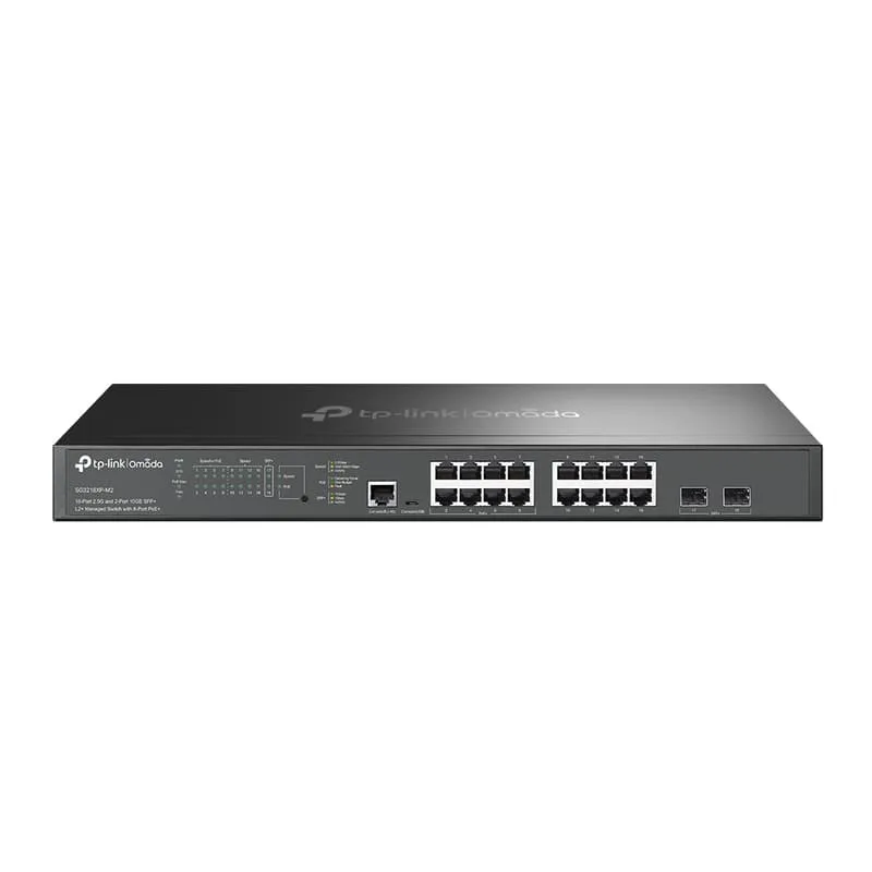 Omada 16-Port 2.5G och 2-Port 10GE SFP+ L2+ Hanterad Switch med 8-Port PoE+