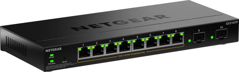 GS310TP 8-Port Gigabit Ethernet 2xSFP Smart Managed Essential PoE+ 55W