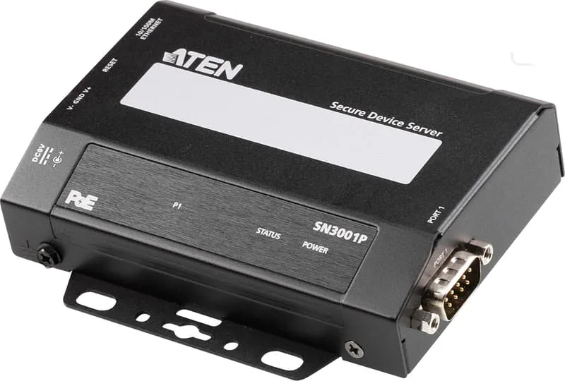 RS-232 säker enhetsserver med 1 port och PoE