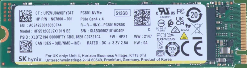 512GB PCIe NVMe SSD