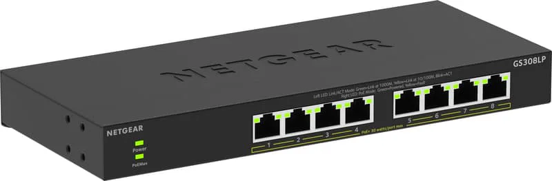 GS308LP 8-Port Gigabit Ethernet Unmanaged Essential PoE+ 60W