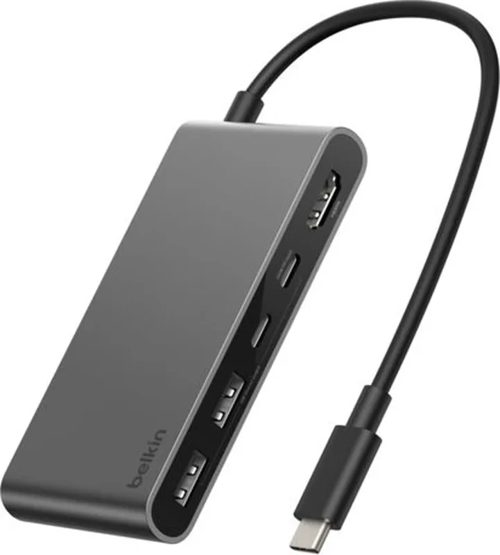 Belkin CONNECT USB-C Till 4-Portars Hubb, Multiportadapter-Dongel Med USB-C 3.2 Gen2-Portar, 100 W PD, 10 Gbit/s Dataöverföring För MacBook, iPad, Chromebook, PC