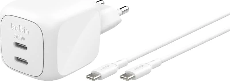 Belkin Dual USB-C GaN Wall Charger 50W