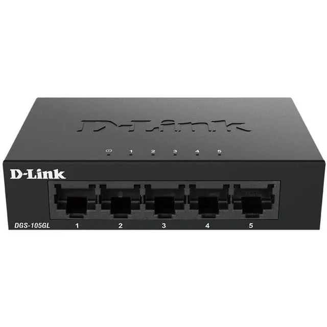 D-Link 5-Port Gigabit Ethernet Metal Housing Unmanaged Light Switch