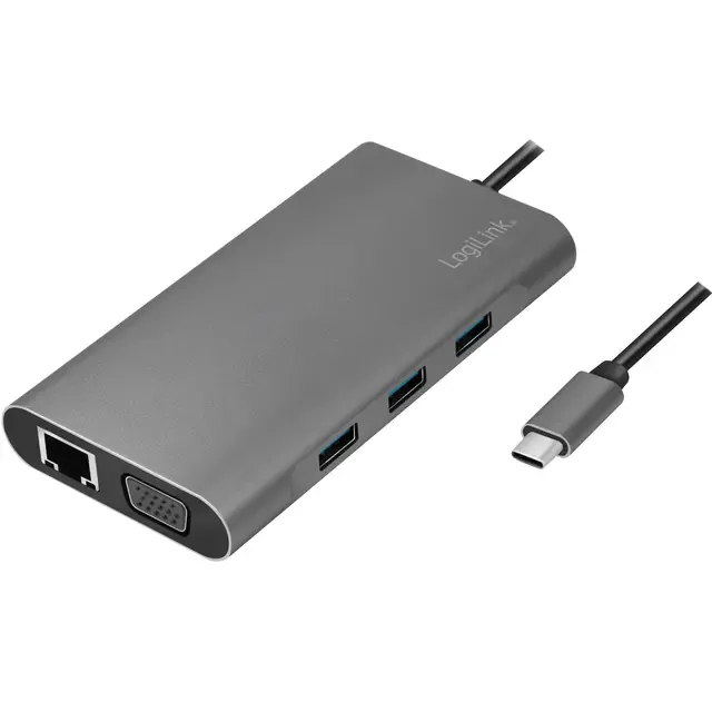 LogiLink UA0383 dockingstation Ledningsført USB 3.2 Gen 1 (3.1 Gen 1) Type-C Sølv