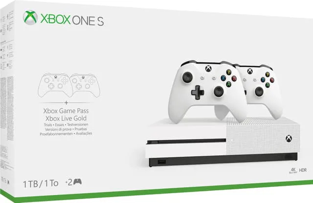 Xbox One S 1 TB + bundle med två kontroller