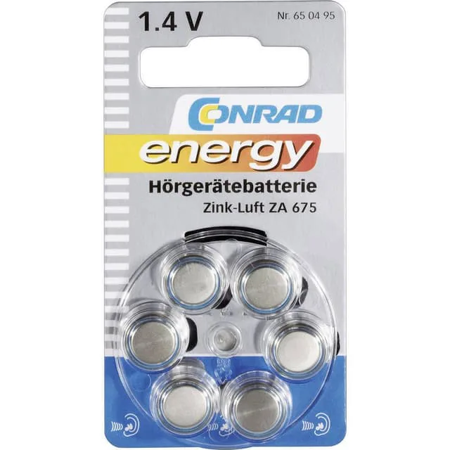 Conrad energy Knappcell ZA 675 Zink-luft 630 mAh 1.4 V