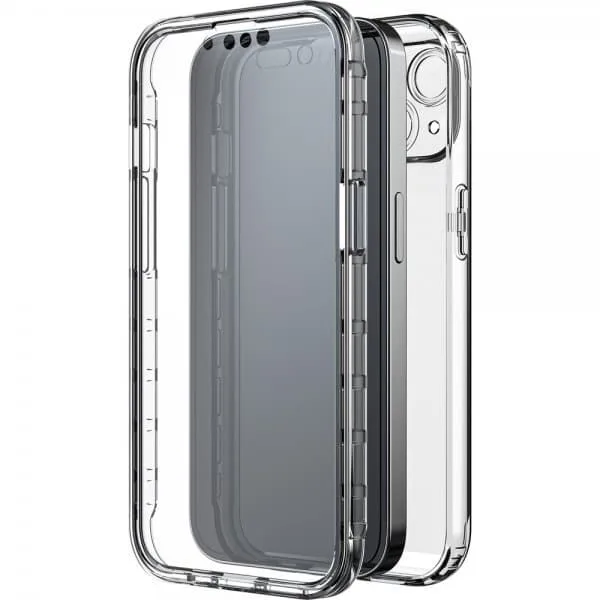 Black Rock iPhone 14 Skal 360° Real Glass Case Svart Klar