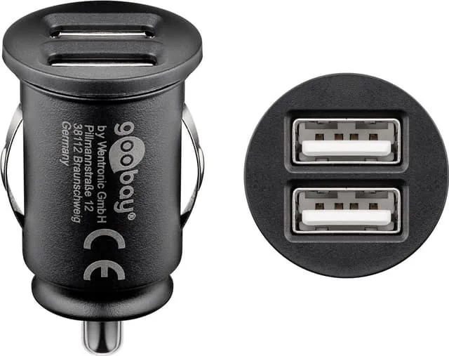 Dubbel USB-bilsladdare (12 W)