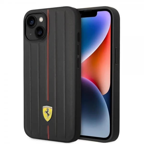 iPhone 14 Skal Embossed Stripes Röd