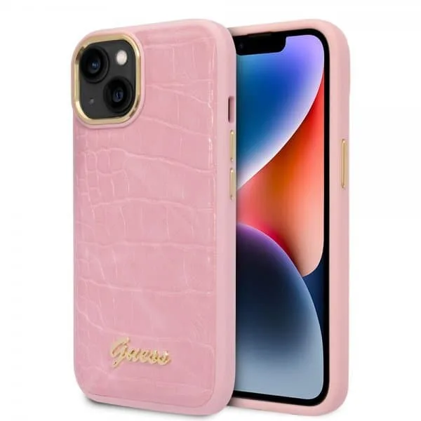 Guess iPhone 14 Plus Skal Croco Rosa
