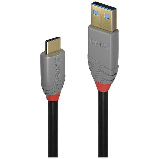 Lindy 36911 USB-kabel 1 m USB C USB A Sort, Grå