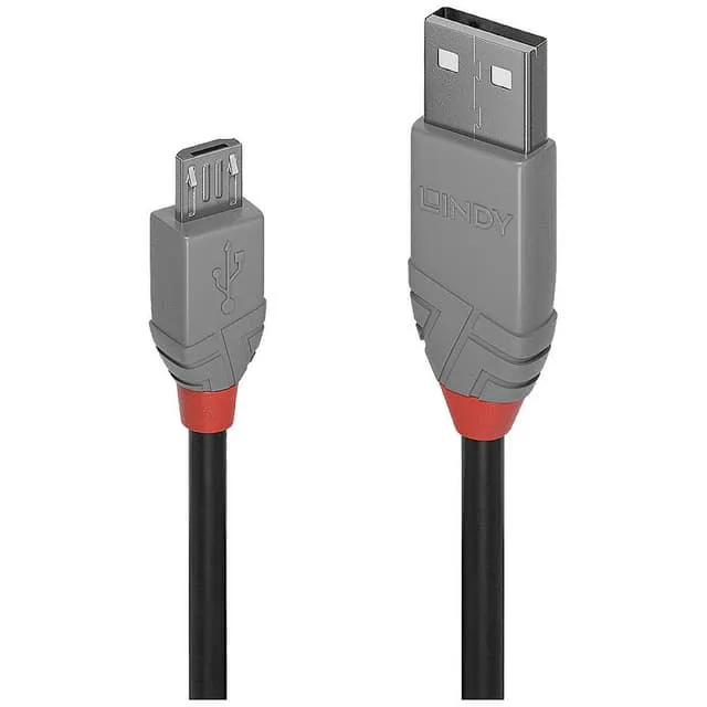 Lindy 36731 USB-kabel USB 2.0 0,5 m USB A Micro-USB B Sort, Grå