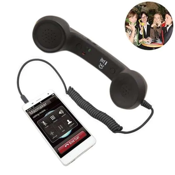 24 Retroheadset Telefonlur 3,5mm Svart