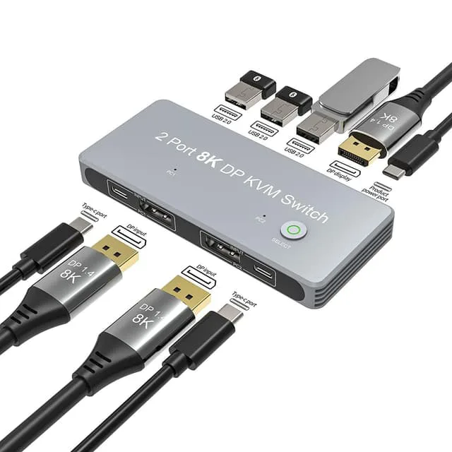 NÖRDIC KVM switch 2xPC till 1xDP