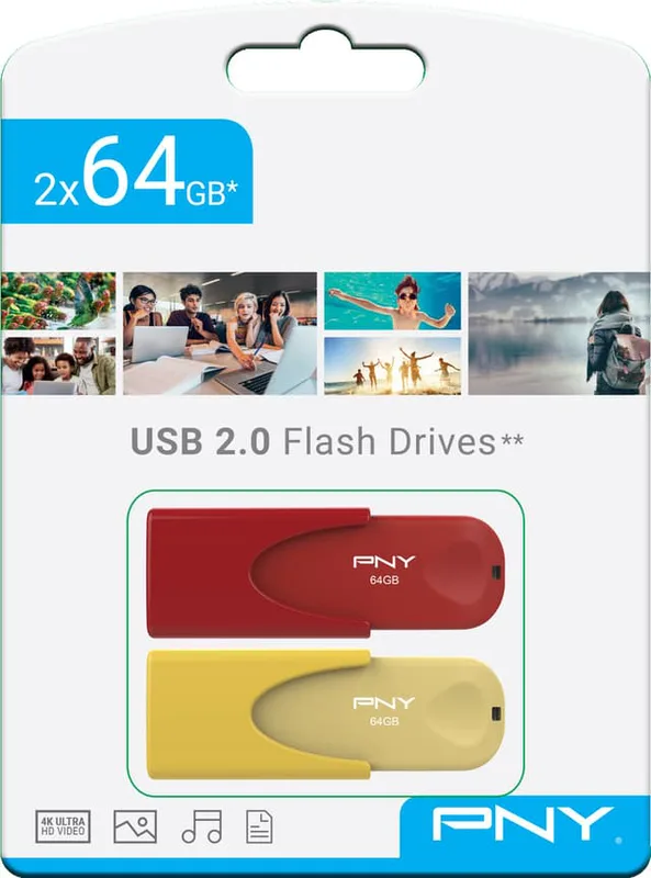 PNY Attache 4 Colors USB minne 64 GB tvåpack