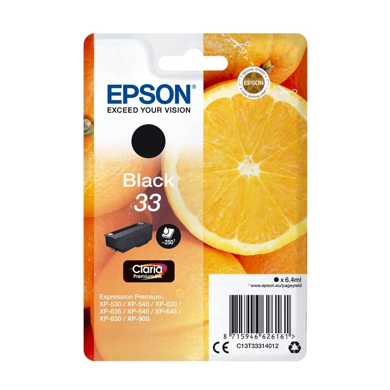 Epson oranges Singlepack, black 33 Claria Premium ink