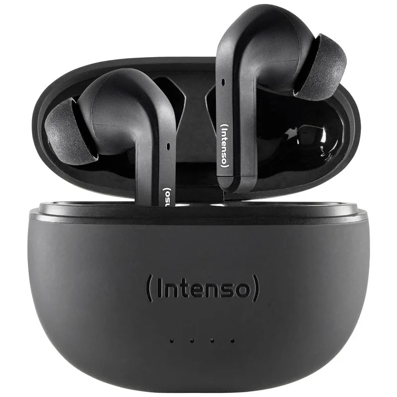 Intenso T300A In-ear headset Bluetooth Stereo Svart Brusreducering Batteriladdningsindikering, Headset, Laddningsfodral