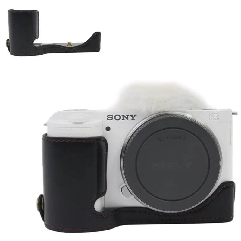 Sony ZV-E10 läderfodral för halva kroppen med batteriöppning