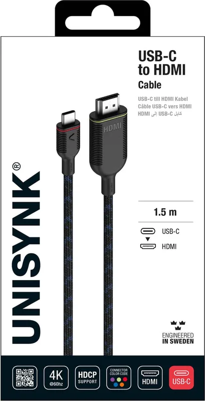 Unisynk USB-C to HDMI 4K60Hz cable (1,5 m)