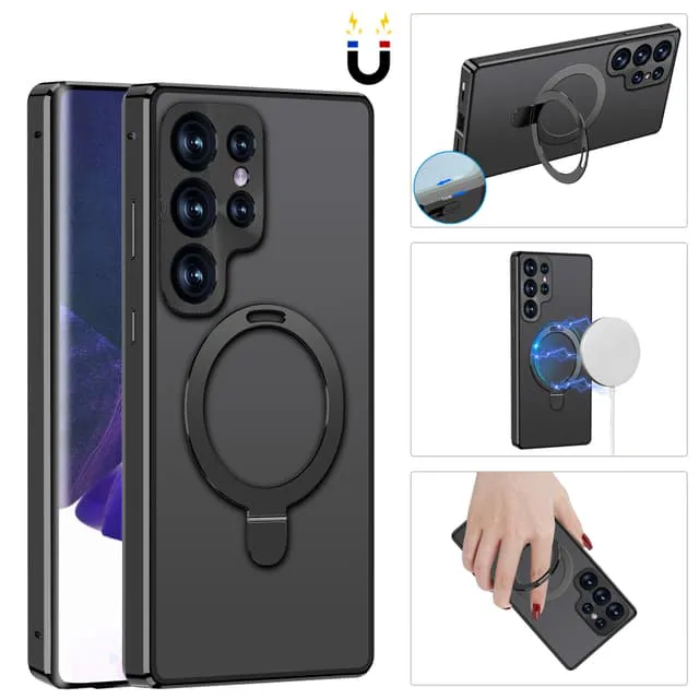Magnetiskt Skyddande Telefonfodral med Skärmskydd och Stativ Black Samsung S22 Ultra