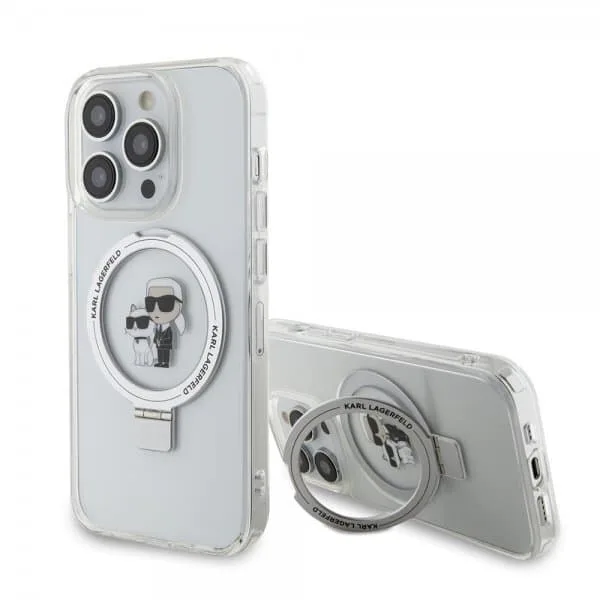 Karl Lagerfeld KLHMP15LHMRSKCK iPhone 15 Pro 6.1" svart/svart Karl&amp;Choupette MagSafe hårt fodral ring stativ