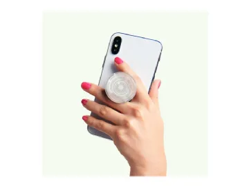 Popsockets Clear Glitter Silver Avtagbart Grip Med Ställfunktion