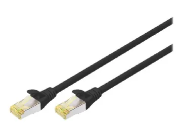 DIGITUS - Patch-kabel - RJ-45 (hane) till RJ-45 (hane) - 50 cm - S/FTP - CAT 6a - halogenfri, formpressad, hakfri - svart (paket om 10)