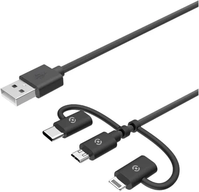 Celly 3-i-1-kabel MicroUSB / Lightning / USB-C