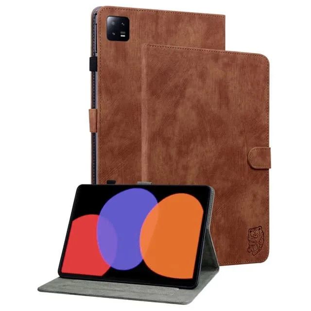 SKALO Xiaomi Pad 6 Cute Tiger PU-Läder Fodral