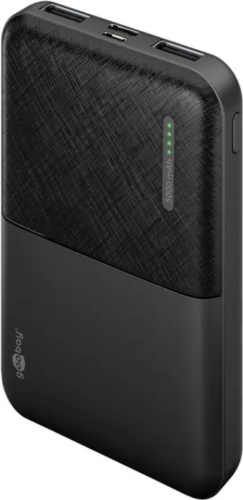 goobay Powerbank kompakt 5.000 mAh praktisk och