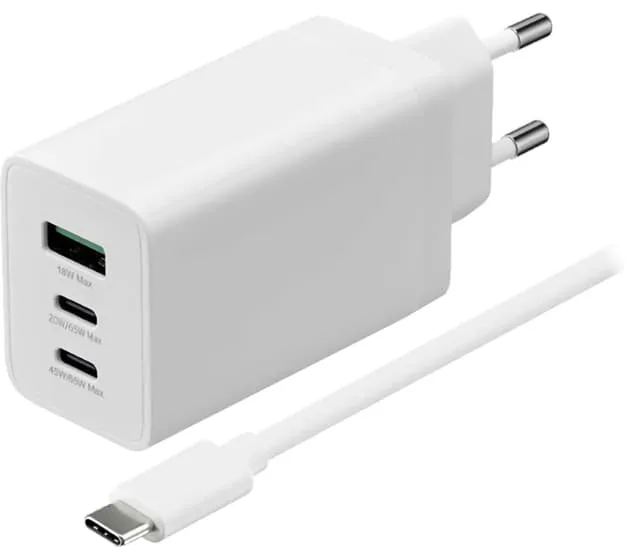 Sandstrøm 65W 3-i-1 GaN laddare med kabel