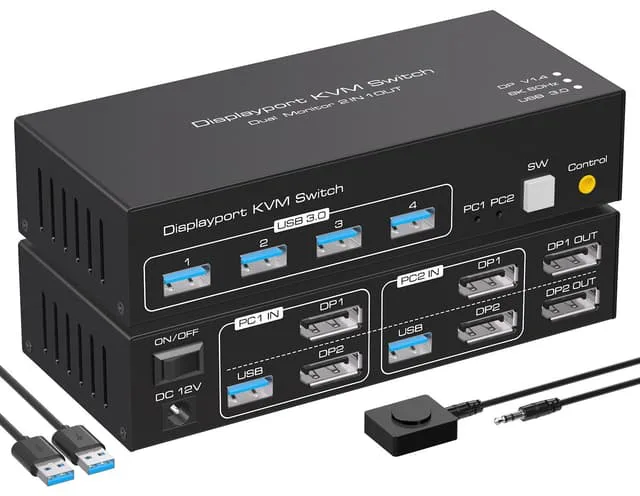 NÖRDIC KVM-switch 2 till 2 DisplayPort