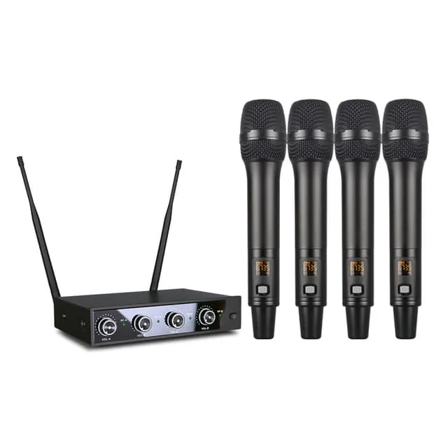 Professionell trådlös mikrofon i 4-pack med fast mottagare
