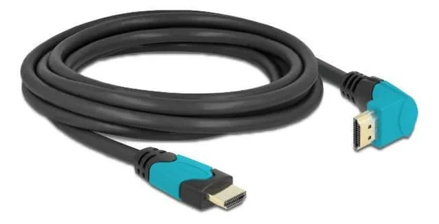 Delock High Speed HDMI kabel hane rak till hane 90° nedåtvinklad 48 Gbps 8K 60 Hz 3m, svart