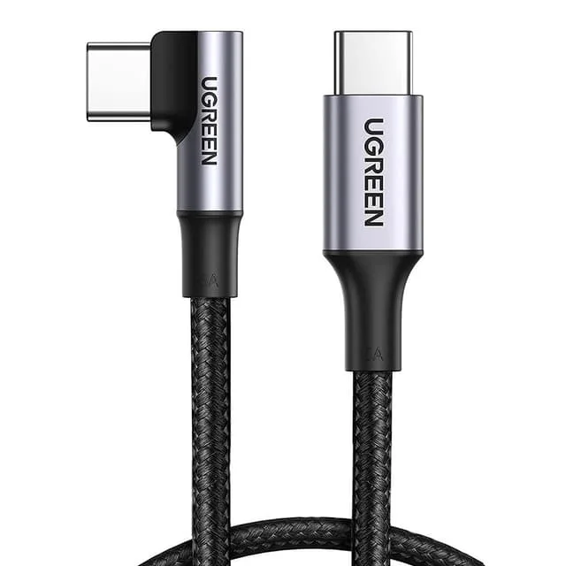 USB-C till USB-C-kabel, vinklad UGREEN US334 5A, PD 100W, 1m (svart)