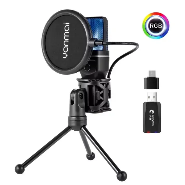 MTK YANMAI Live Streaming Trådlös RGB-mikrofon gaming