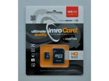 IMRO MICROSDXC 10/128GB UHS-3 ADP Memory card, 128 GB, MicroSDXC, Klass 10, Class 3 (U3)