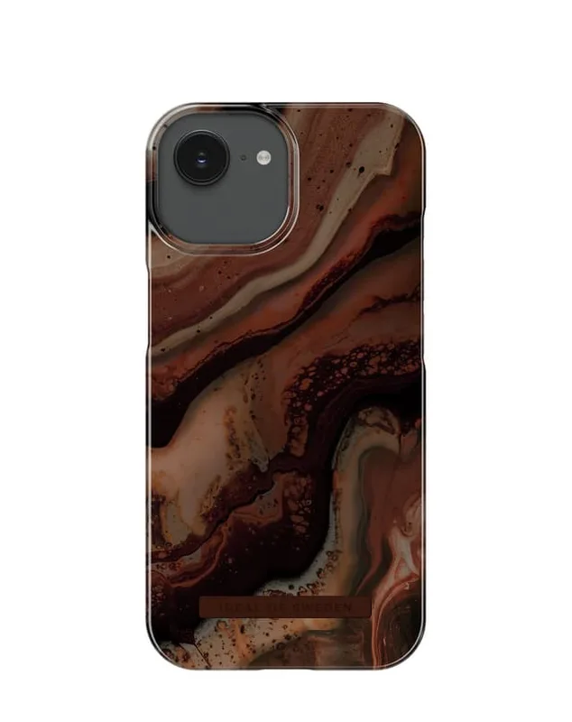 Printed Case iPhone 13 / 14 / 16e / 17e Dark Amber Marble