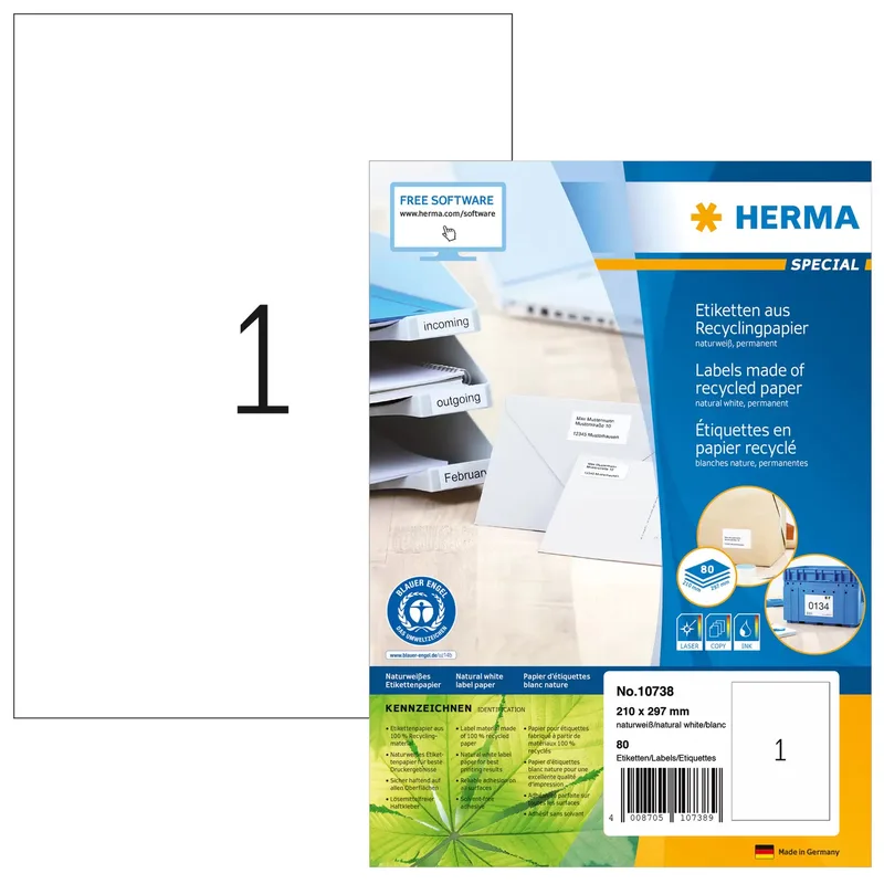HERMA 10738 print etiket Hvid Selvklæbende printeretiket