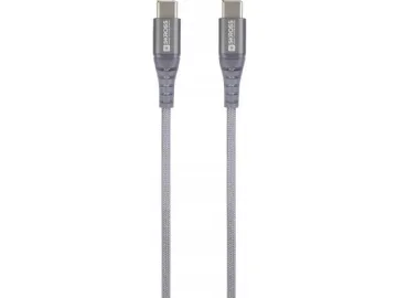 Skross USB-kabel USB 2.0 USB-C®-kontakt 1,20 m Rymdgrå Rund, flexibel, tygklädd SKCA0017C-C120CN