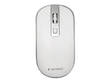 Gembird - Mus - ergonomisk - optisk - 4 knappar - trådlös - 2.4 GHz - trådlös USB-mottagare - vit, silver - blåsa
